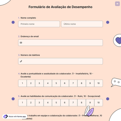 Formulário de Analise de Desempenho