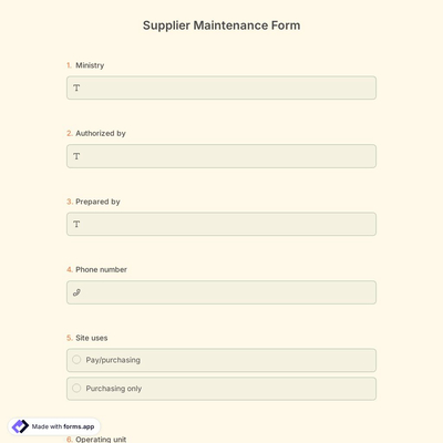 Supplier Maintenance Form