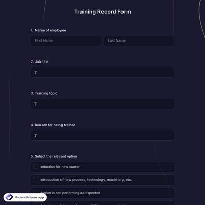 Training Record Form