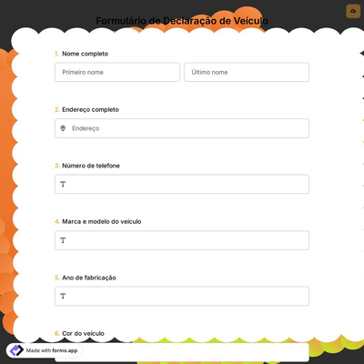 Formulário de Declaração de Veículo