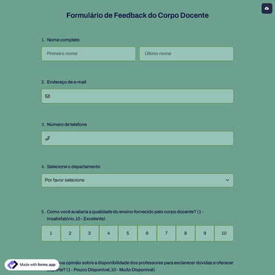 Formulário de Feedback do Corpo Docente