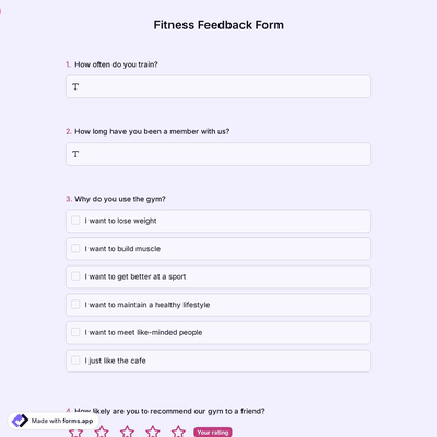 Fitness Feedback Form