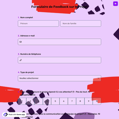 Formulaire de Feedback sur le Projet