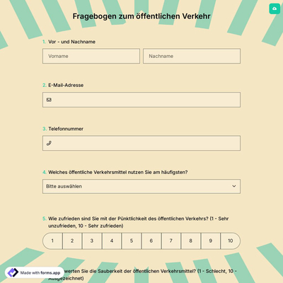 Fragebogen zum öffentlichen Verkehr