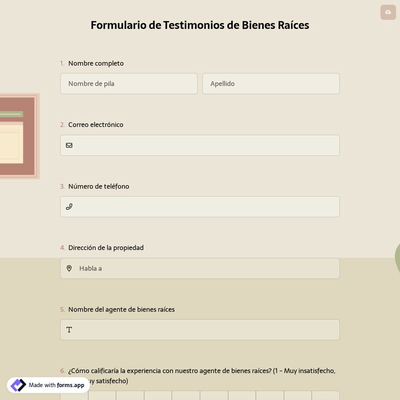 Formulario de Testimonios de Bienes Raíces