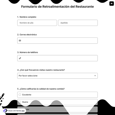 Formulario de Retroalimentación del Restaurante