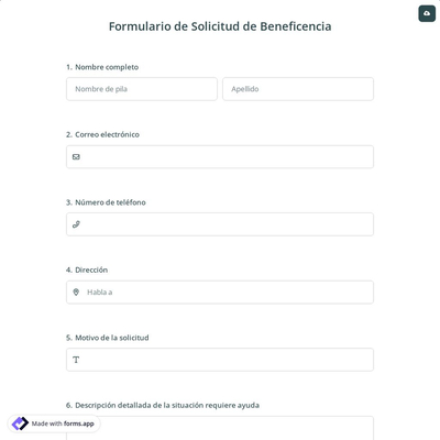Formulario de Solicitud de Beneficencia