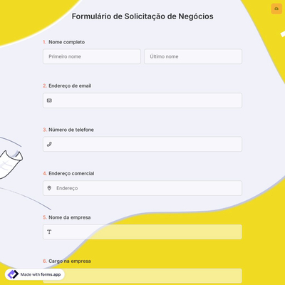 Formulário de Solicitação de Negócios