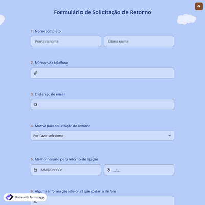 Formulário de Solicitação de Retorno