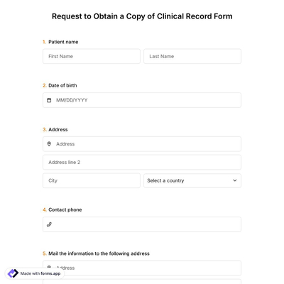 Request to Obtain a Copy of Clinical Record Form