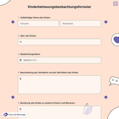 Kinderbetreuungsbeobachtungsformular