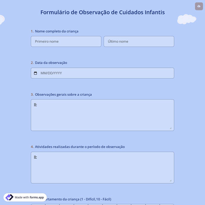Formulário de Observação de Cuidados Infantis