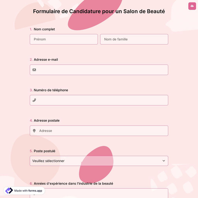 Formulaire de Candidature pour un Salon de Beauté