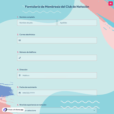 Formulario de Membresía del Club de Natación