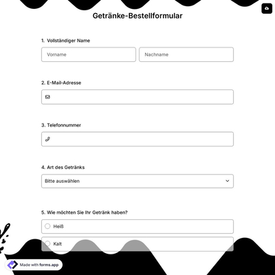 Getränke-Bestellformular