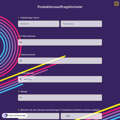 Produktionsauftragsformular