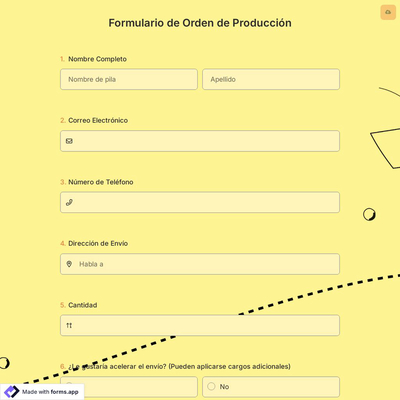 Formulario de Orden de Producción