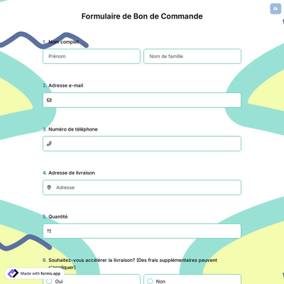 Formulaire de Bon de Commande