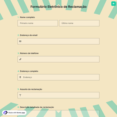 Formulário Eletrônico de Reclamação