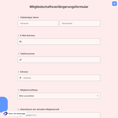 Mitgliedschaftsverlängerungsformular