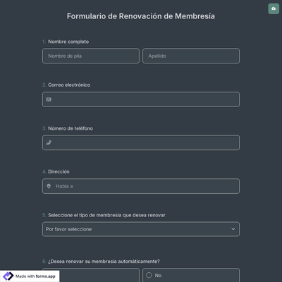 Formulario de Renovación de Membresía