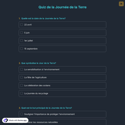 Quiz de la Journée de la Terre