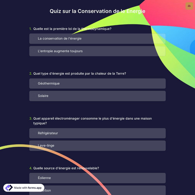 Quiz sur la Conservation de le Energie