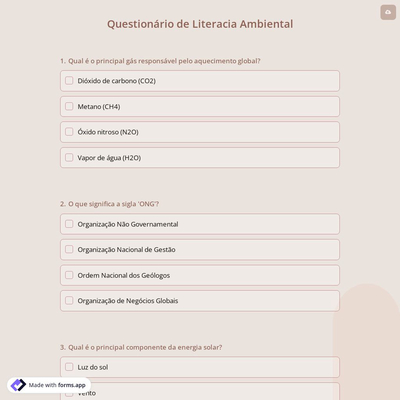 Questionário de Literacia Ambiental