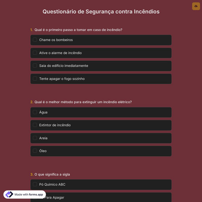 Questionário de Segurança contra Incêndios