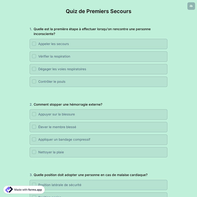 Quiz de Premiers Secours