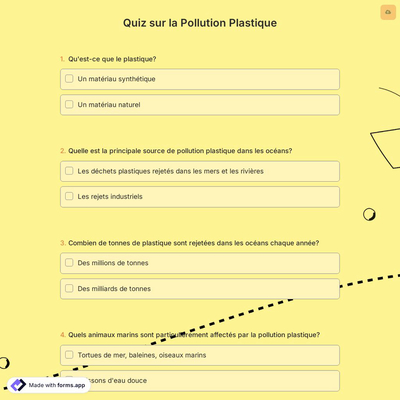 Quiz sur la Pollution Plastique