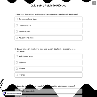 Quiz sobre Poluição Plástica