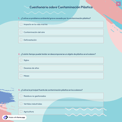 Cuestionario sobre Contaminación Plástica