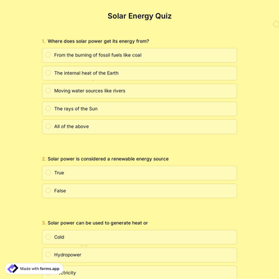 Solar Energy Quiz
