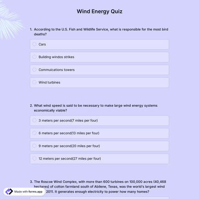 Wind Energy Quiz