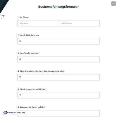 Buchempfehlungsformular