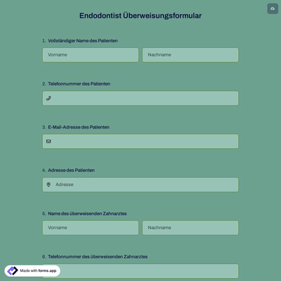 Endodontist Überweisungsformular