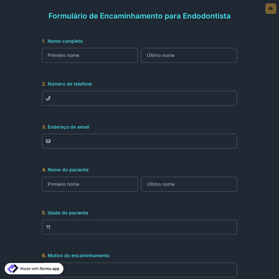 Formulário de Encaminhamento para Endodontista