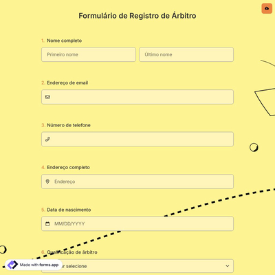 Formulário de Registro de Árbitro