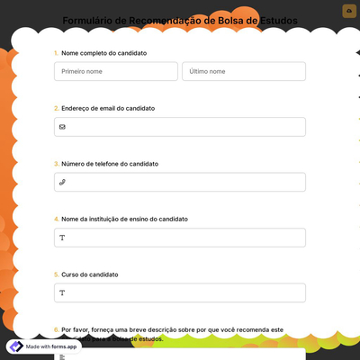 Formulário de Recomendação de Bolsa de Estudos