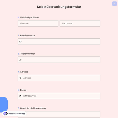 Selbstüberweisungsformular