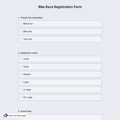 Bike Race Registration Form