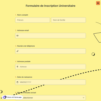 Formulaire de Inscription Universitaire