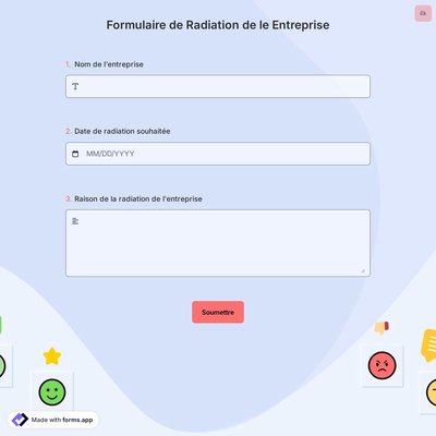 Formulaire de Radiation de le Entreprise