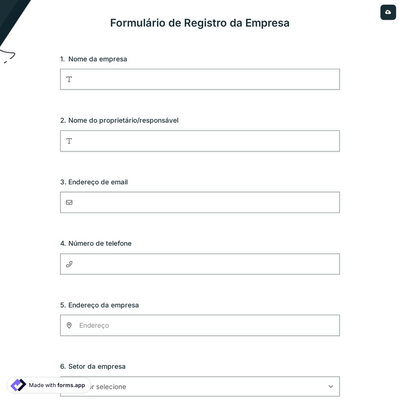Formulário de Registro da Empresa