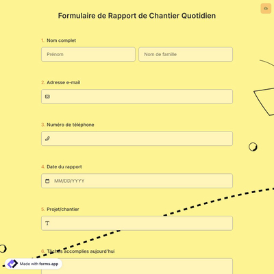 Formulaire de Rapport de Chantier Quotidien