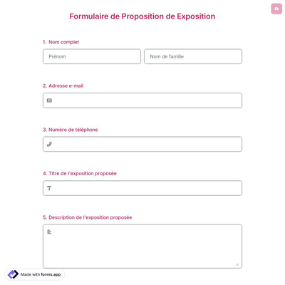 Formulaire de Proposition de Exposition