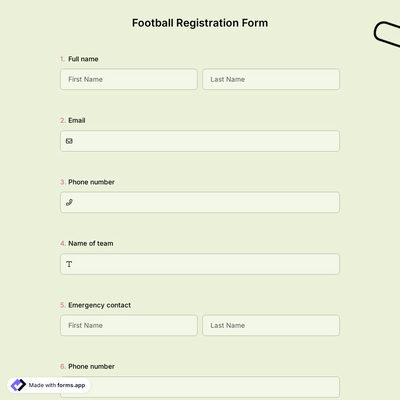 Football Registration Form