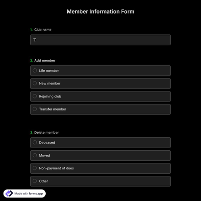 Member Information Form