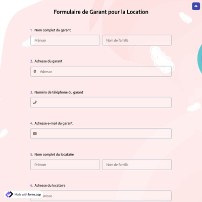 Formulaire de Garant pour la Location